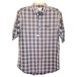 Carhartt Shirt Mens L Button Down Gray Plaid Short Sleeves Pocket‎ 100% Cotton
